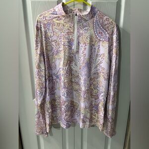 NWT ACEGOLFS Paisley Long Sleeve Quarter Zip in Purple and Yellow Size XXXL